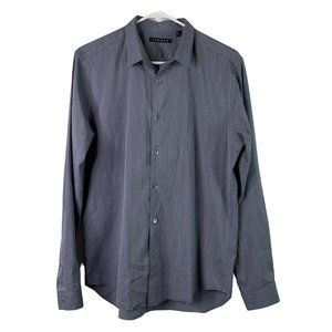 Theory Mens Button Up Dress Shirt Long Sleeve Polka Swiss Dot Size M